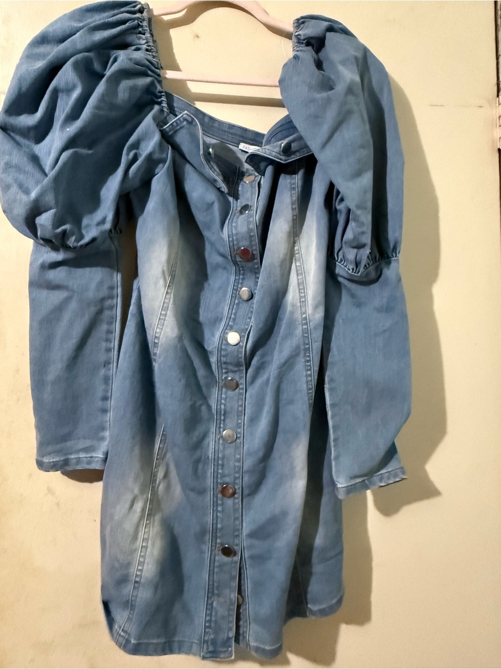 Fashion Nova Light Blue Denim Jean Dress with Button Detail